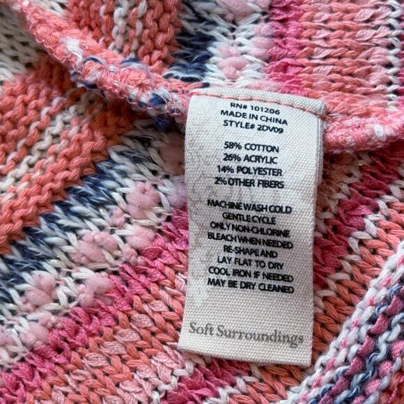 Soft Surroundings Sweater Womens Small Open Cardigan Emberglow Striped NWT - Picture 5 of 12